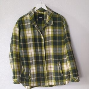 Vans Women's Green and Yellow Plaid Utility Jacket